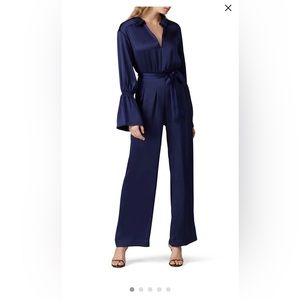 Three Floor Brigitte navy satin jumpsuit